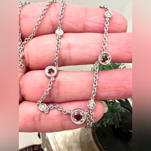 Judith Ripka JR Garnet Max Station Collection 18 Inch Necklace